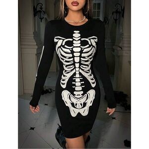 Shein Icon Glow In The Dark Skeleton Bones Dress NWT!